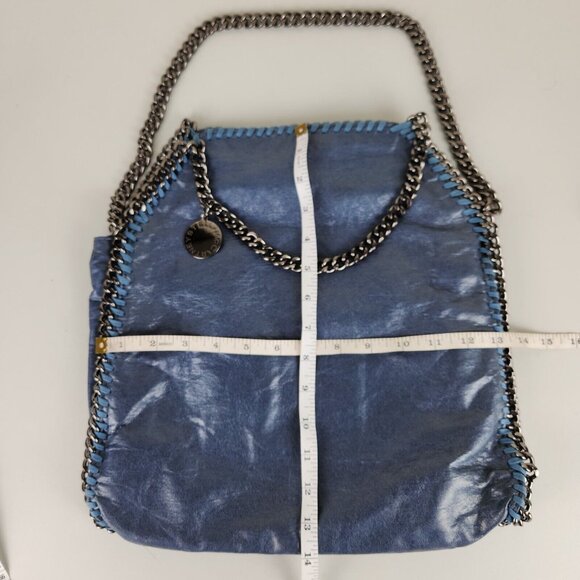 Stella McCartney Shoulder Bag Womens Blue Falabella Metallic Shaggy Deer Chain - Picture 4 of 12